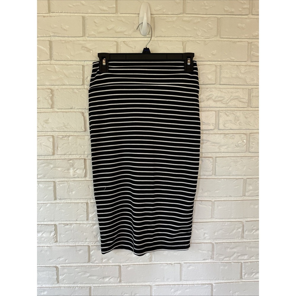 Popular Basics Black and White Striped Pencil Skirt